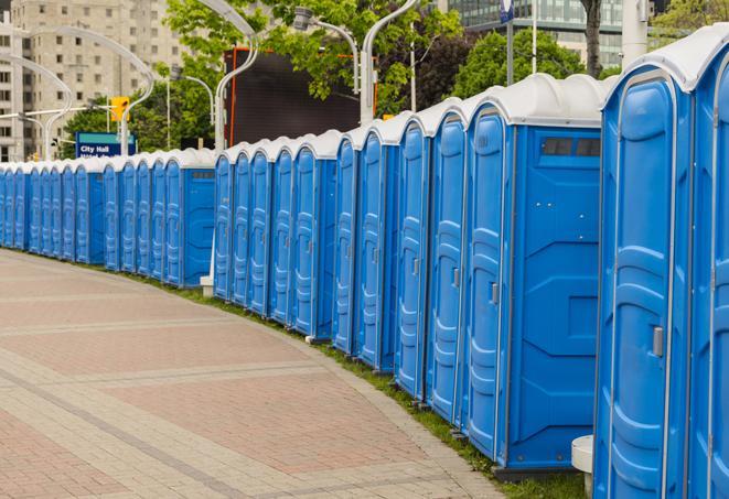 Seasonal porta potty units set up at a Williston, North Dakota venue