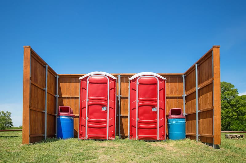 Short-term porta potty units staged for delivery in Williston, North Dakota